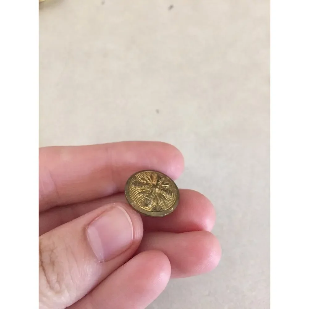 Lot 11 Vintage Military Cannon Star Round Brass Metal Shank Buttons 1.5-2.25cm